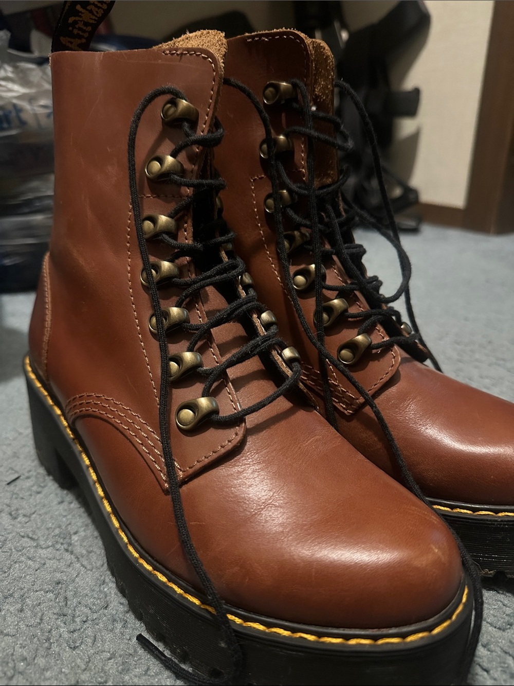 Brown Leather Combat Boots - Doc Martens